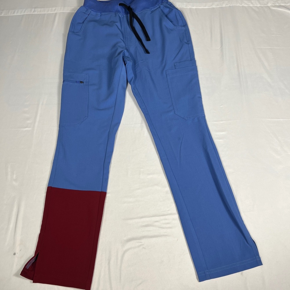 Pledge 5 Scrub Pants Womens Small Blue Red Colorblock‎ Cargo Medical Jogger S